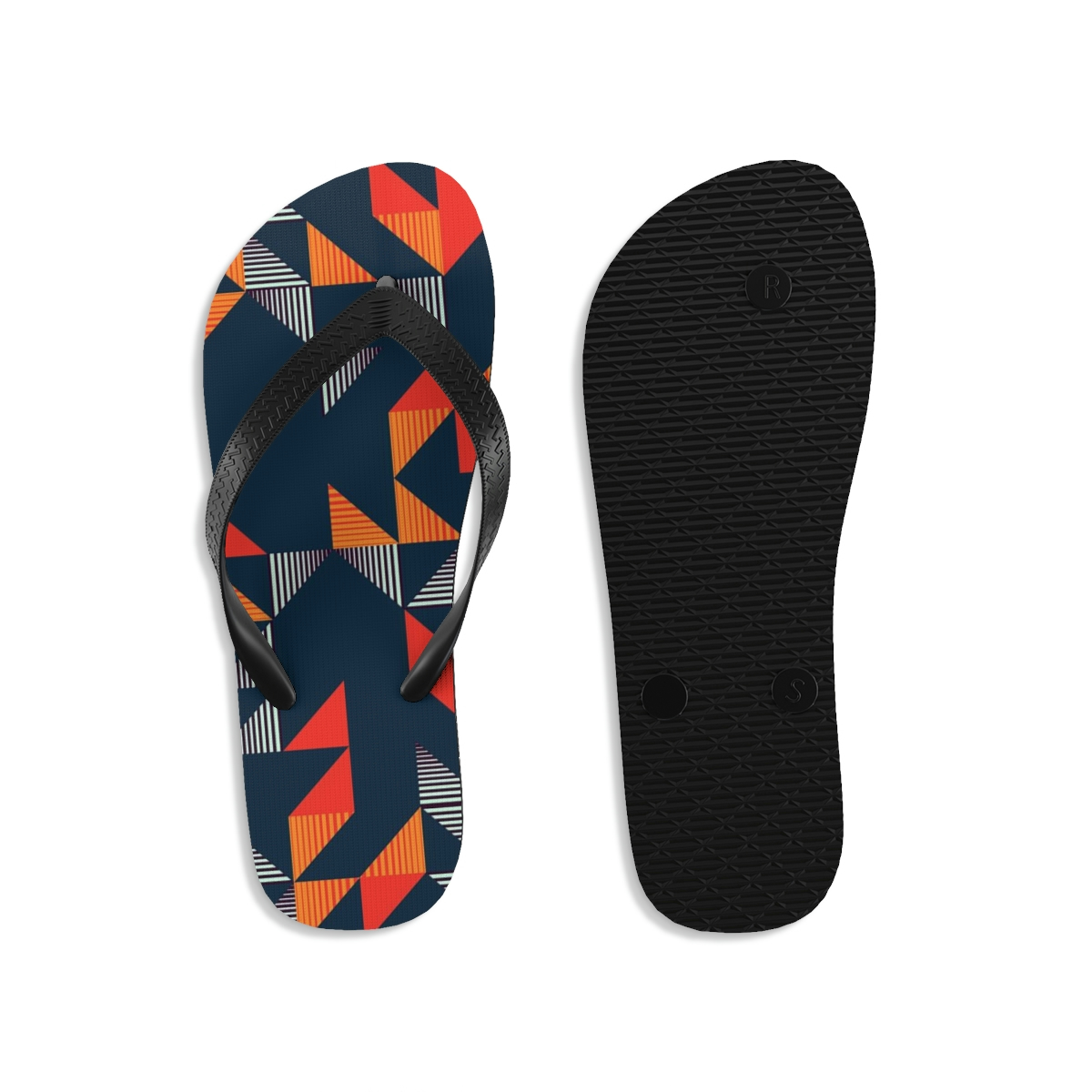 Seamless Trendy Memphis Triangle Colorful Pattern Background  Unisex Flip-Flops