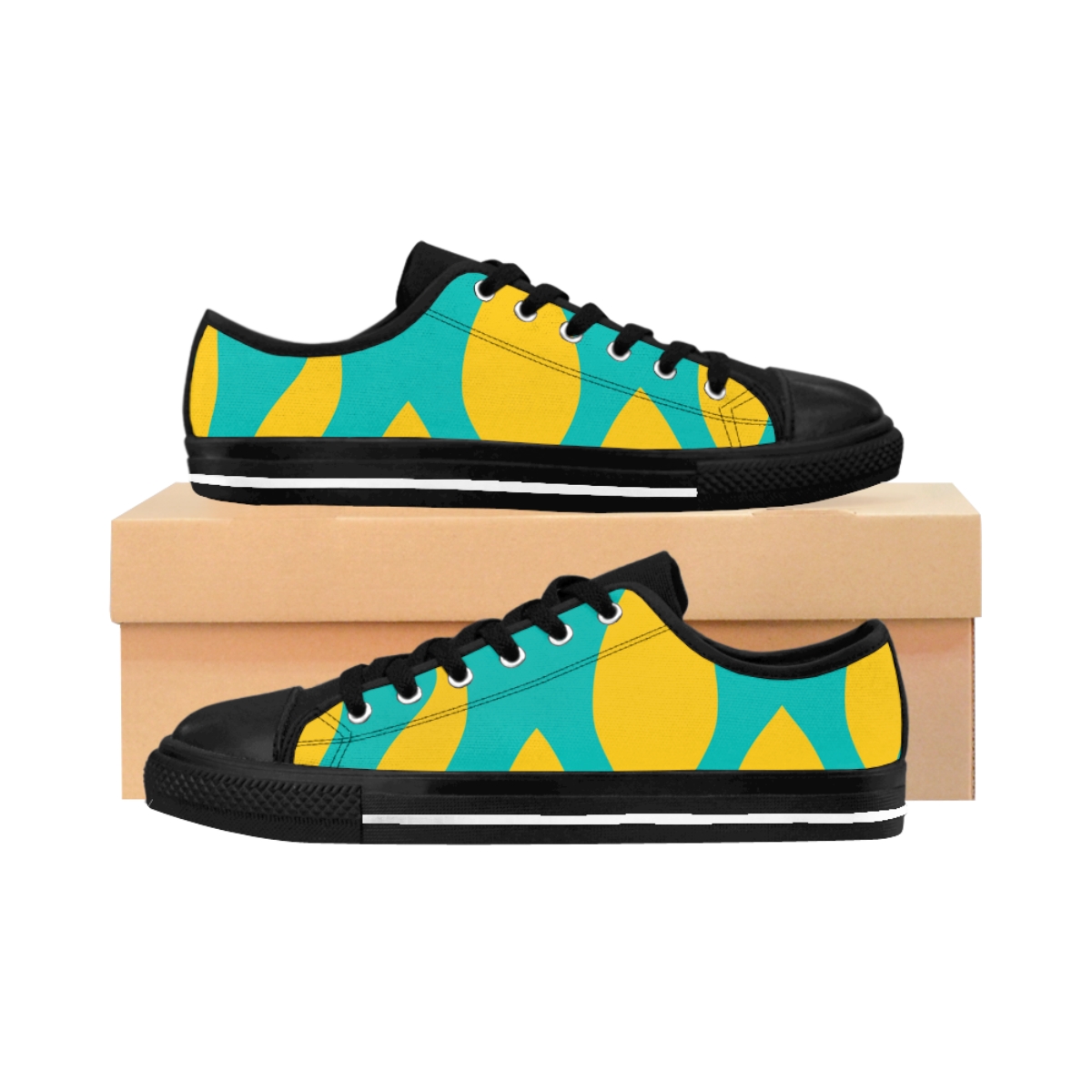 Flowing Wave Colorful Pattern, Seamless, Trendy Colors, Background, Men’s Sneakers