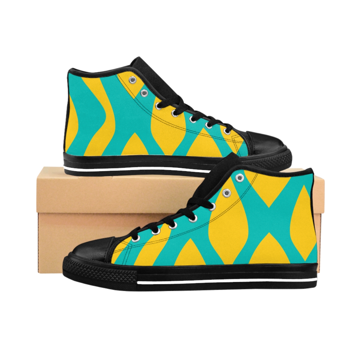 Flowing Wave Colorful Pattern, Seamless, Trendy Colors, Background, Men’s Classic Sneakers