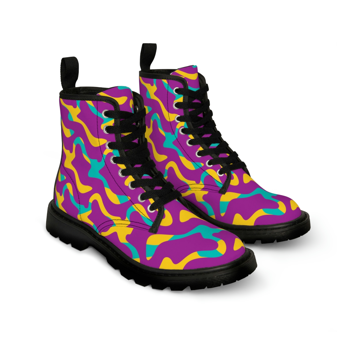 Colorful Waves Seamless Pattern Women’s Canvas Boots