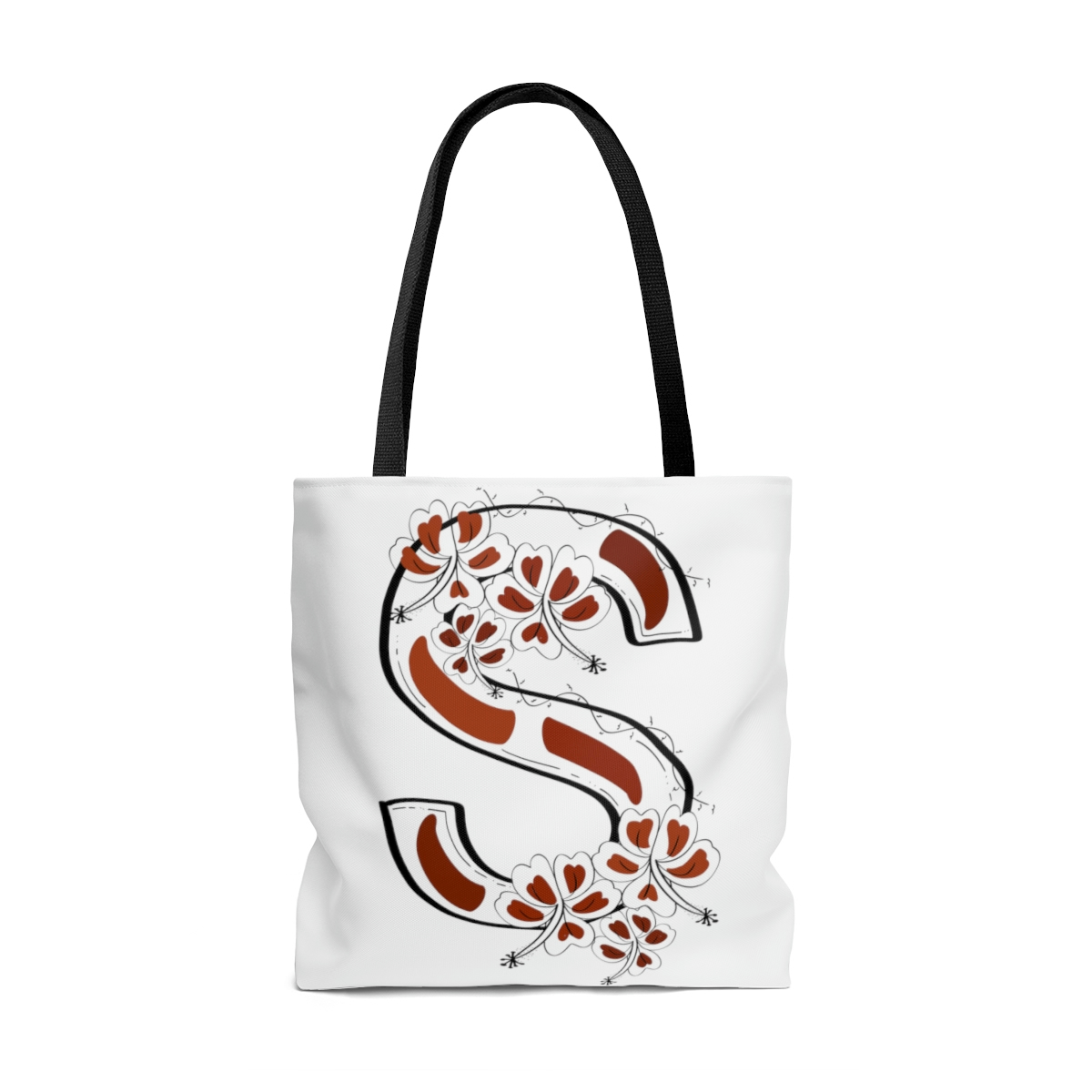 Cute Aesthetic Flower Alphabet Line Art Tote Bag (AOP)