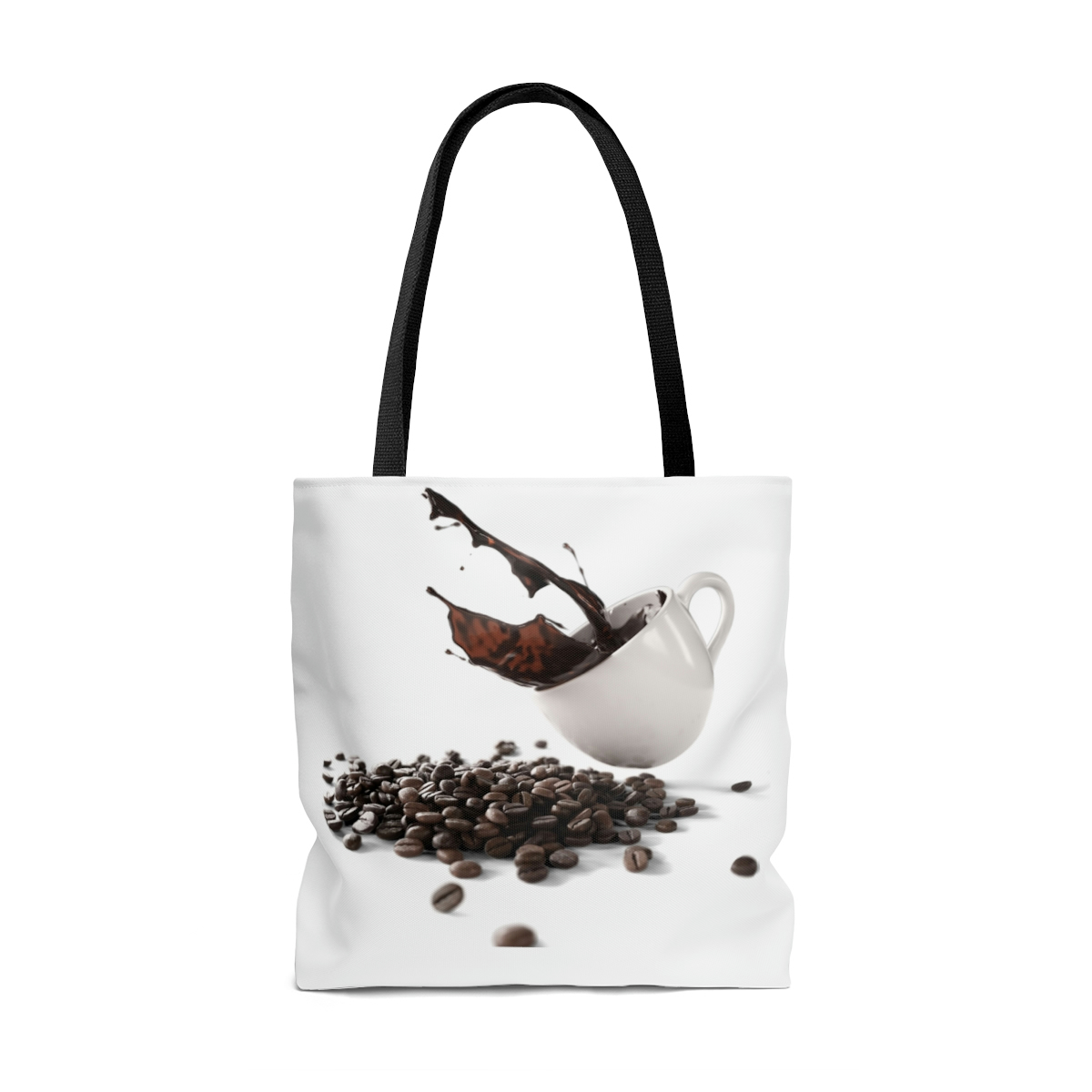 Coffee Beans And Spilled Coffee Liquid PNG Transparent Tote Bag (AOP)