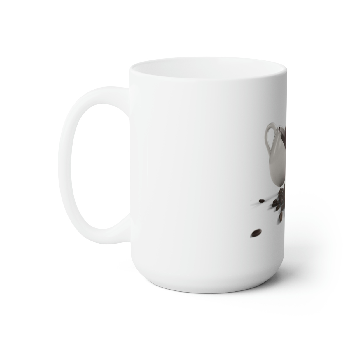 Coffee Beans And Spilled Coffee Liquid PNG Transparent Ceramic Mug 15oz