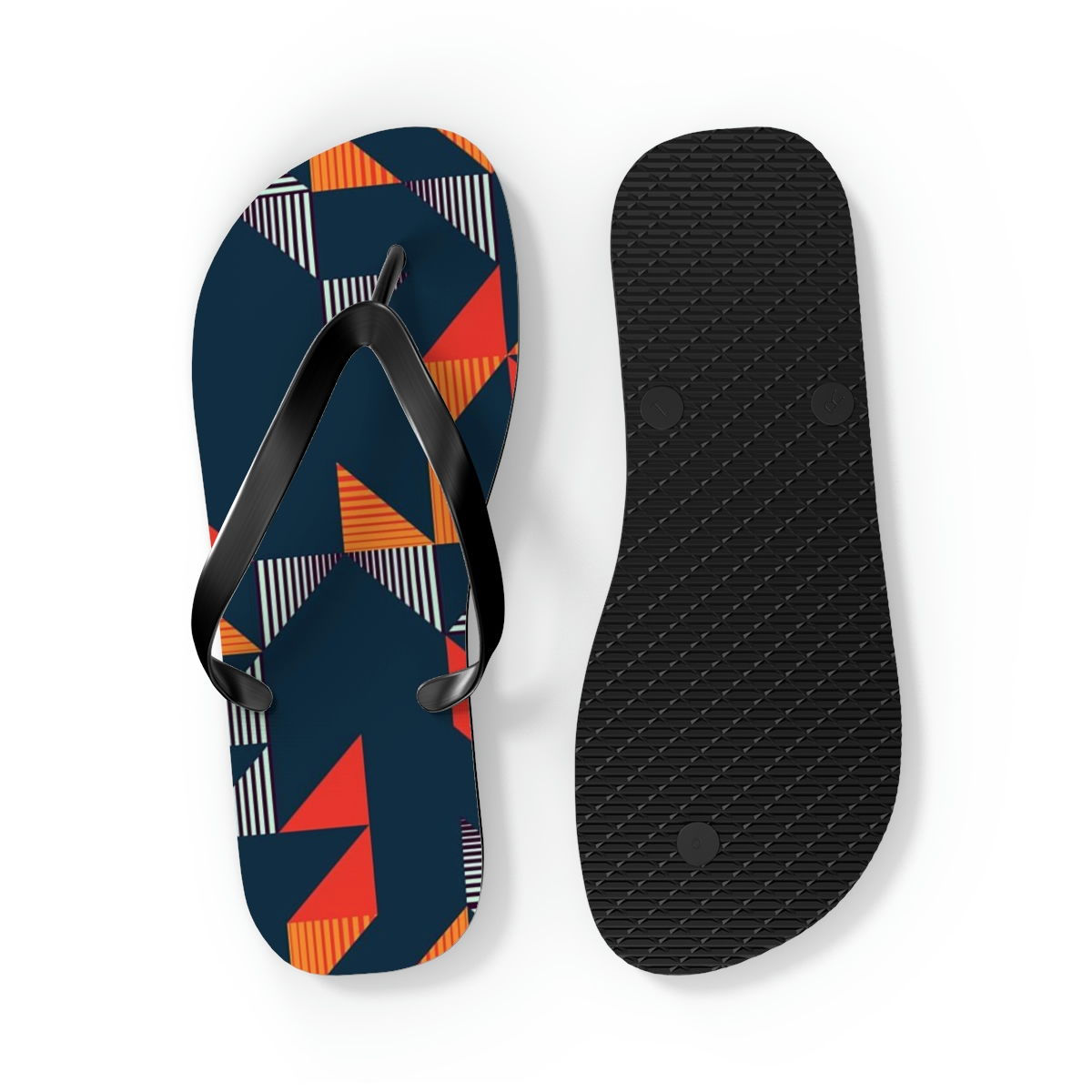 Seamless Trendy Memphis Triangle Colorful Pattern Background Flip Flops