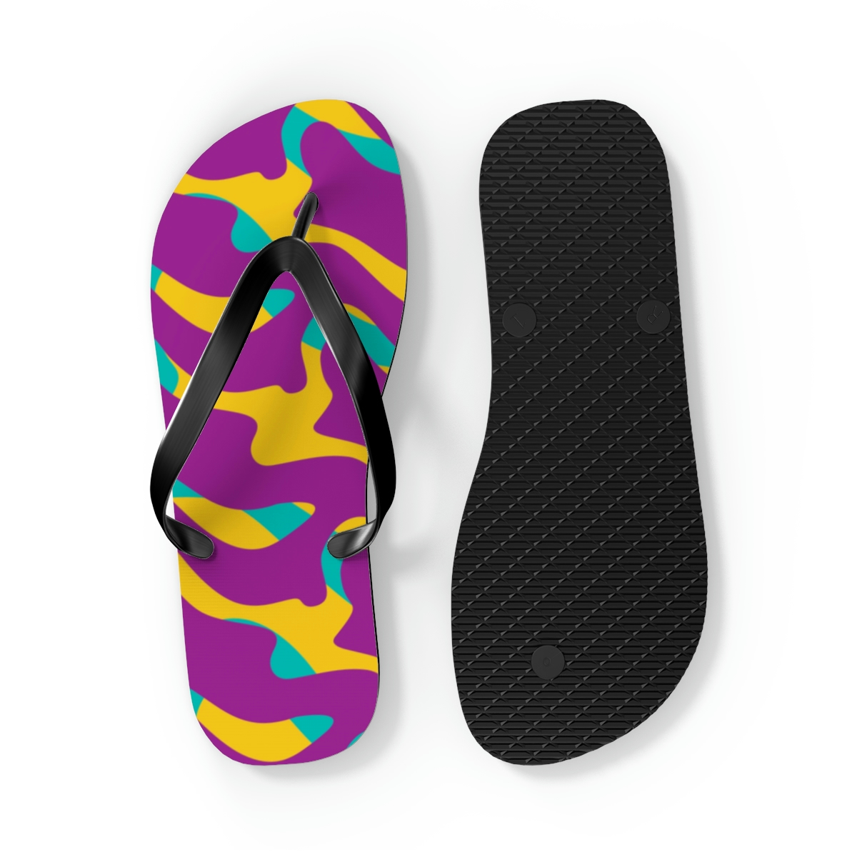 Colorful Waves Seamless Pattern Flip Flops