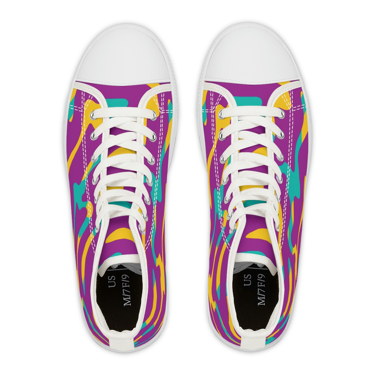 Colorful Waves Seamless Pattern Women’s High Top Sneakers