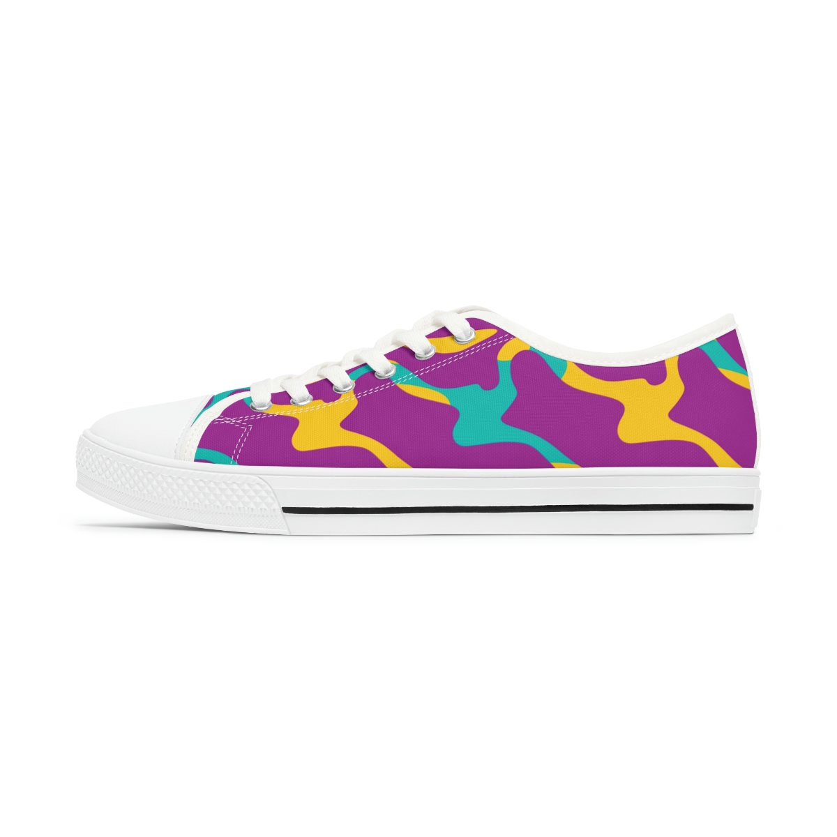 Colorful Waves Seamless Pattern Women’s Low Top Sneakers