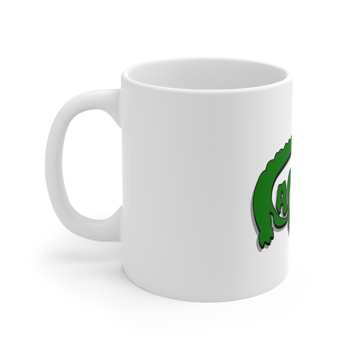 Lacoste Text, Png Hd Transparent, Vector Of Crocodile Design On White Background, Silhouette PNG ,Ceramic Mug 11oz